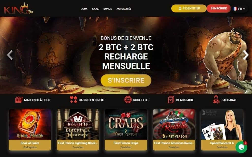 KingBit Casino accueil