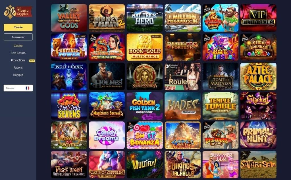 Machines à sous et jeux monte cryptos casino