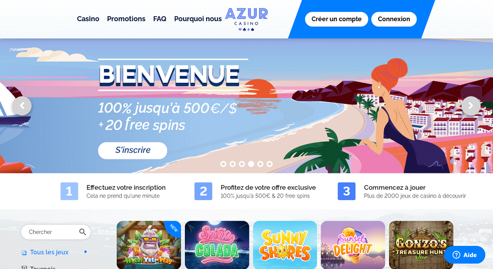 Casino azur interface