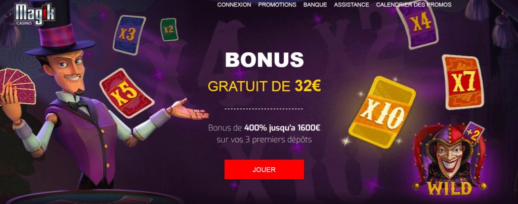 bonus gratuit 32 euros magik casino