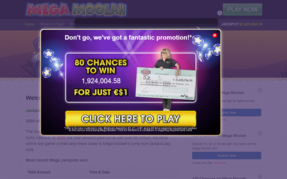 Mega Moolah fantastic promotion