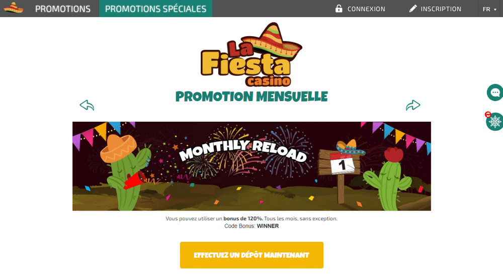 promotion mensuelle La fiesta casino