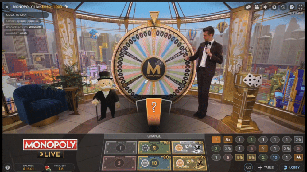 Monopoly Live roue et presentateur