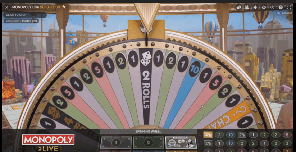 roue et bonus Monopoly Live