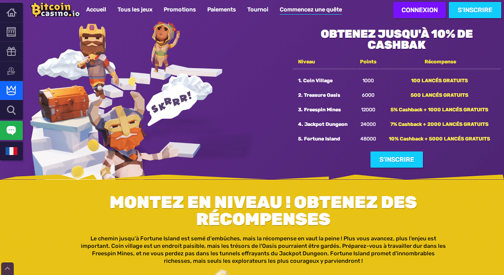 obtenez des recompenses sur le casino bitcoincasino io