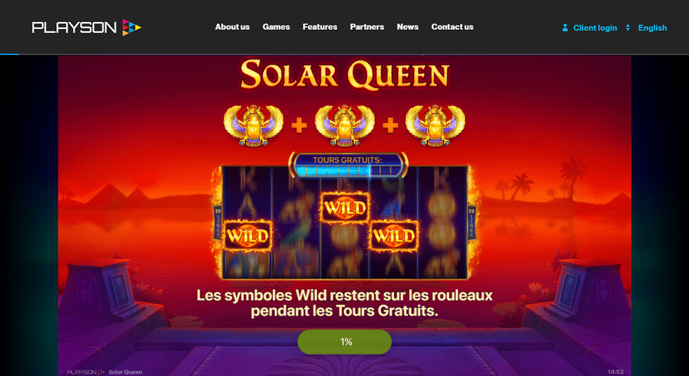 Solar Queen de Playson sur Lucky8