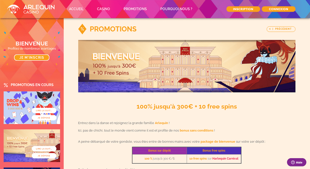 Arlequin Casino promotions