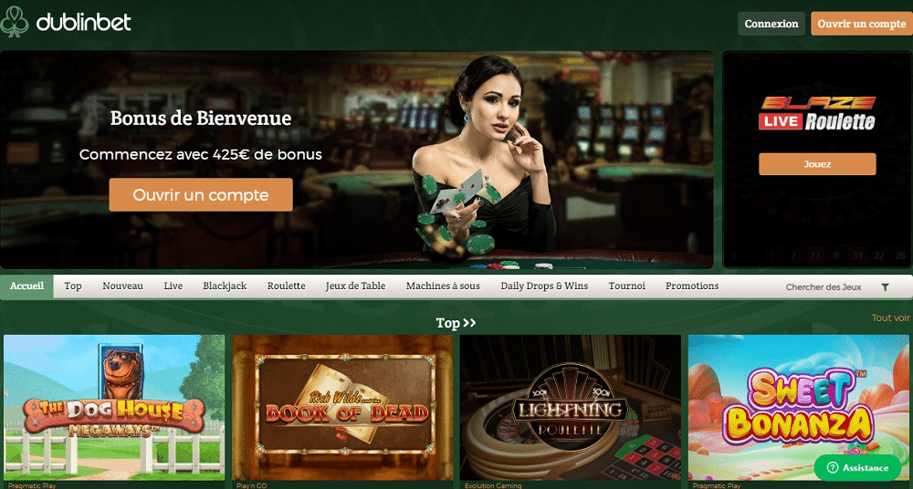 dublinbet casino interface
