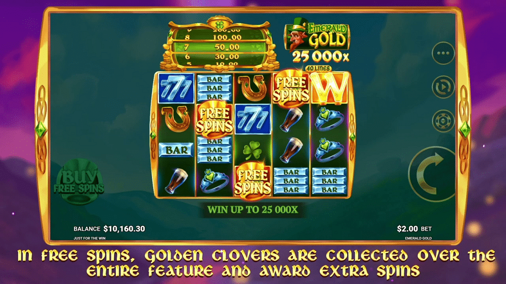 emerald gold free spins