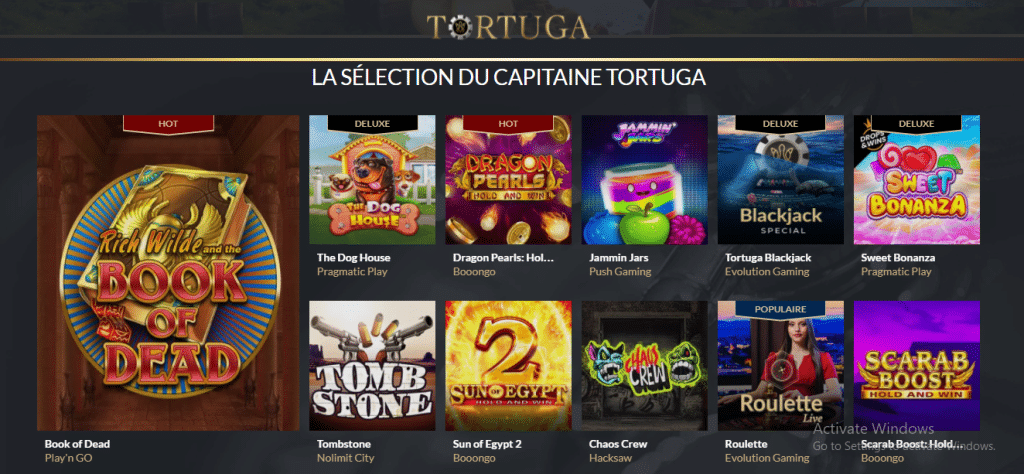 Jeux de la promotion 50 Nuances de Grisaille chez Tortuga Casino