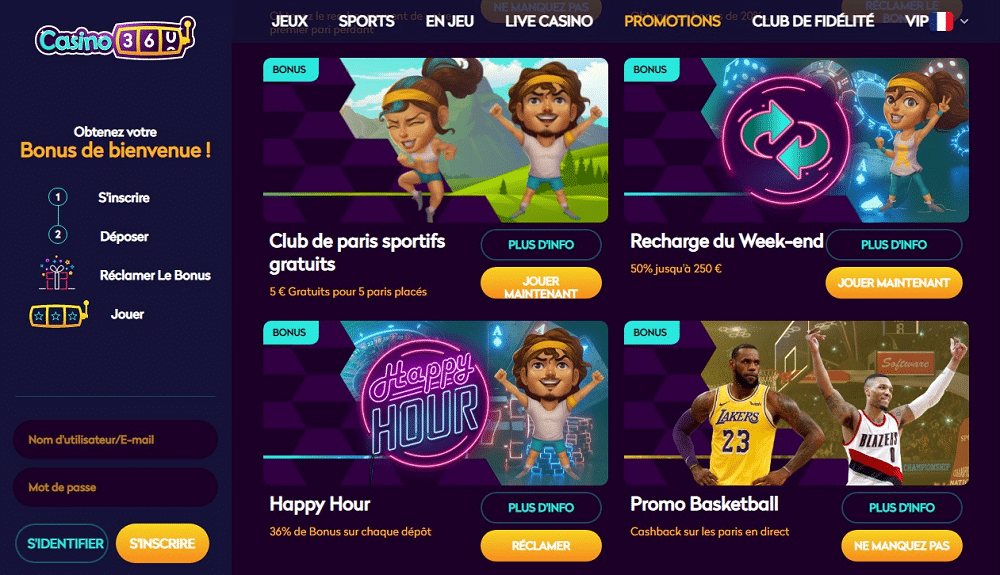 bonus et promotions de Casino360