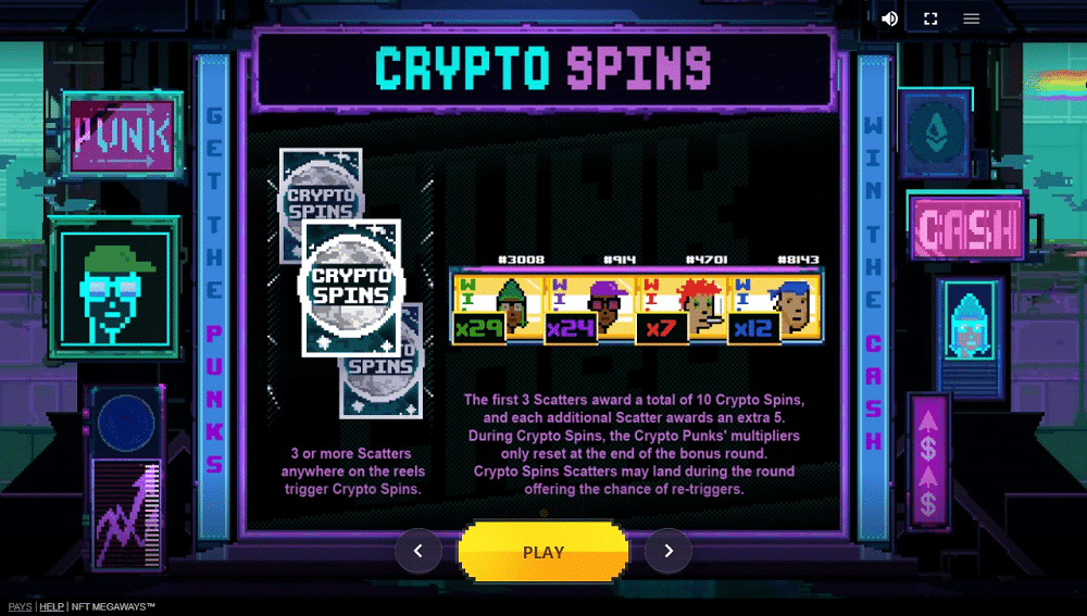 crypto spins NFT Megaways