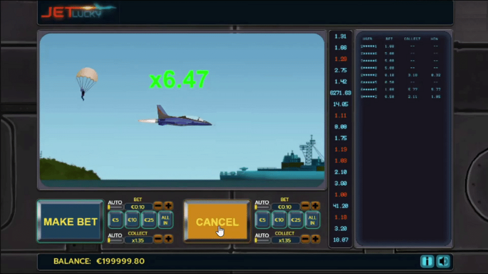 JetLucky interface