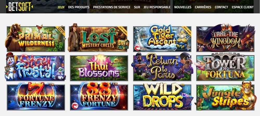 jeux disponibles sur Betsoft