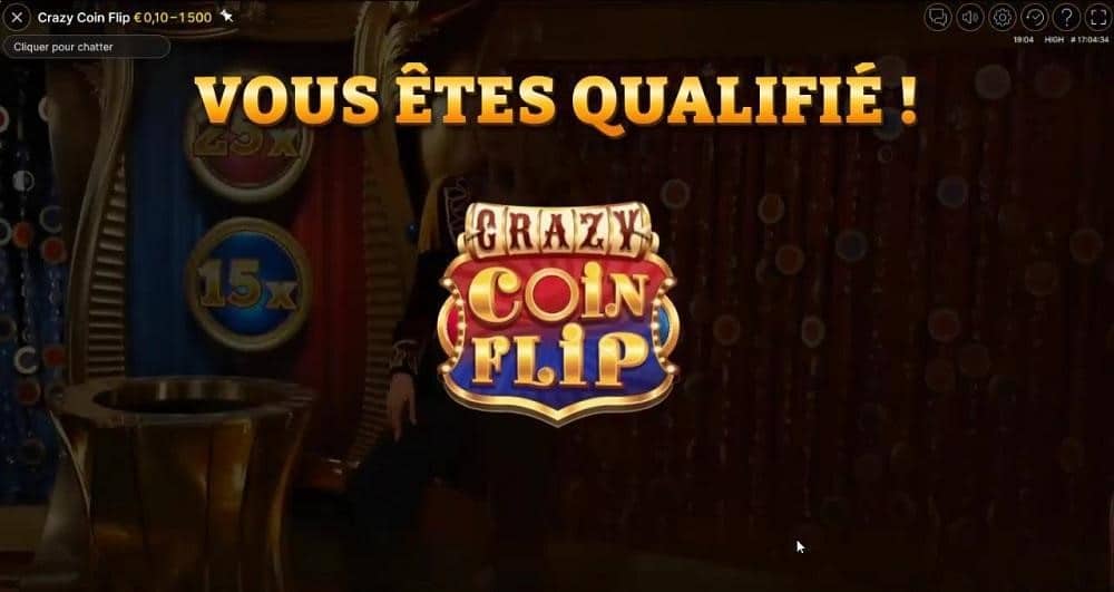 se qualifier sur Crazy Coin Flip