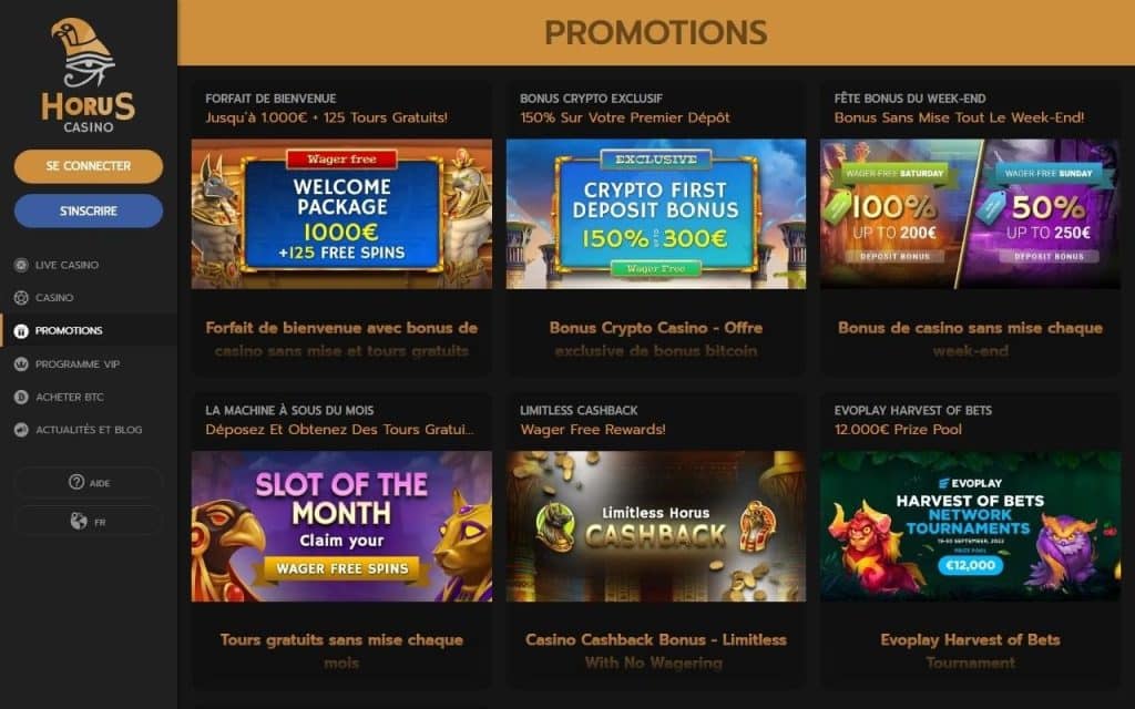 Horus Casino promotions