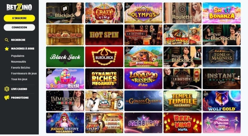 jeux Casino live Betzino