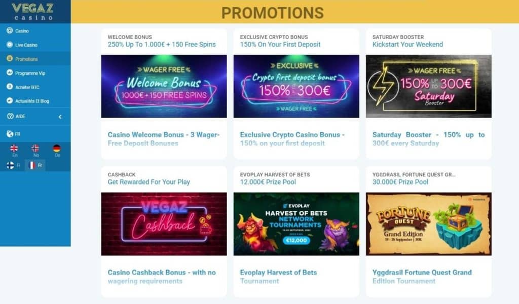 promotions Vegaz Casino