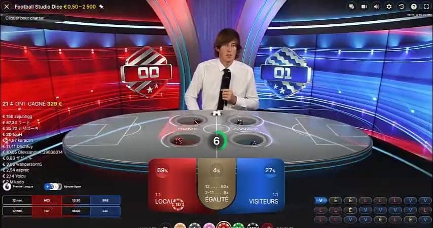 jouer au Football Studio Dice d’Evolution Gaming