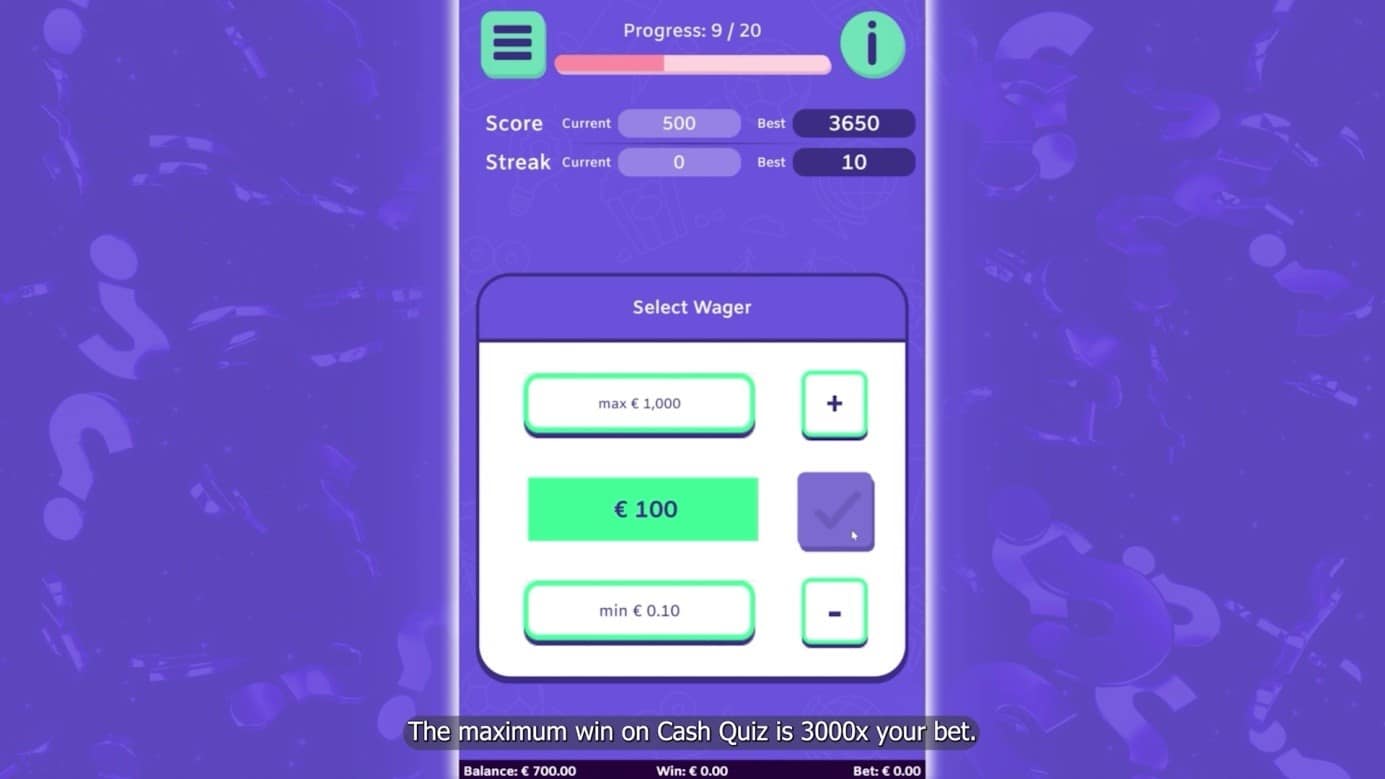 Cash Quiz deposer