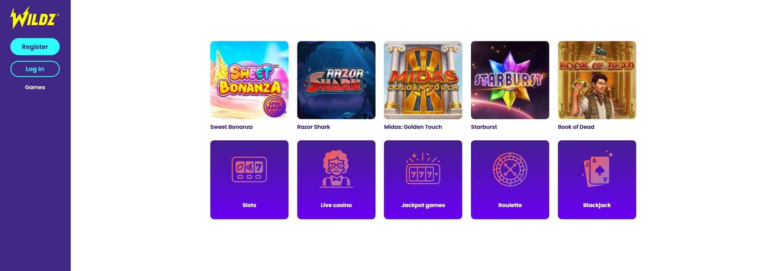 Wildz Casino jeux