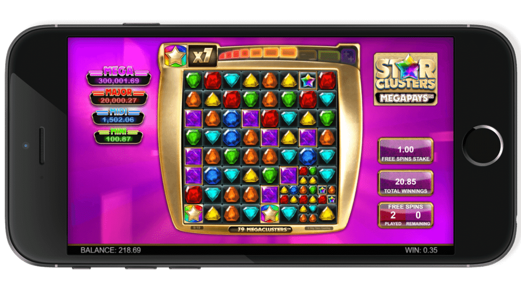 Star Clusters Megapays sur smartphone