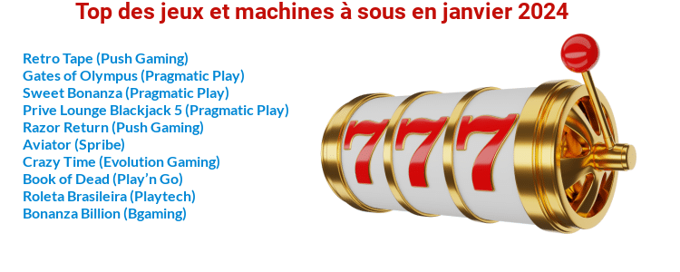 Top des jeux et machines à sous en janvier 2024