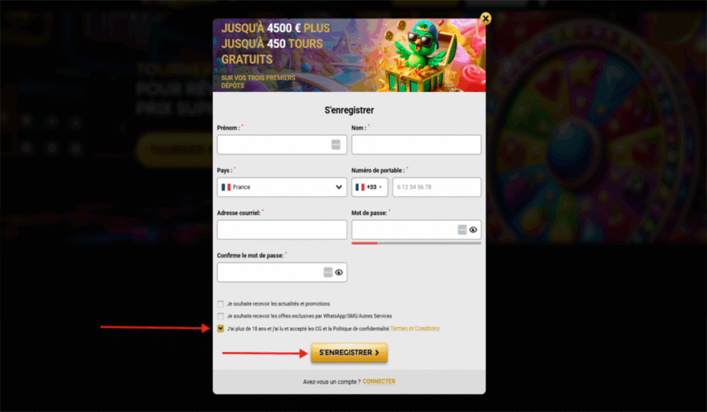 Etape 2 : débutez l'inscription