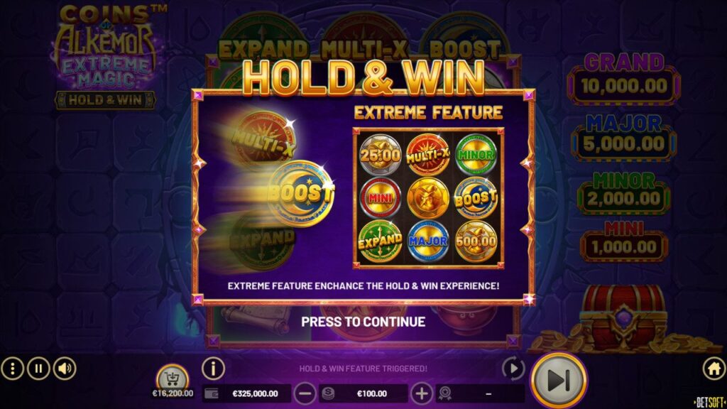Coins of Alkemor extreme Magic – Hold & Win caractéristiques