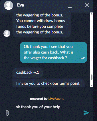 Service client Eva sur casino peaches