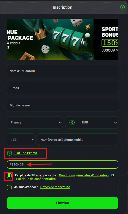 inscription velobet avec code promo