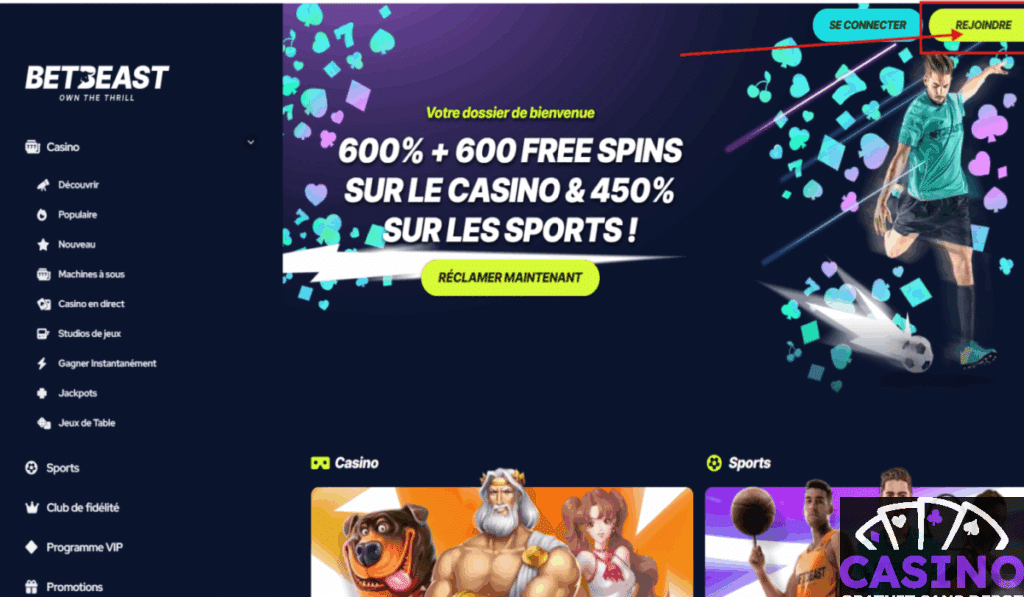 BetBeast S'inscrire etape 1