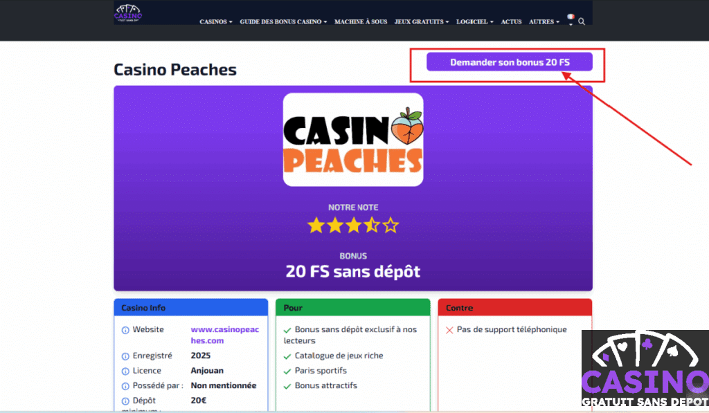 Casino Peaches etape 1