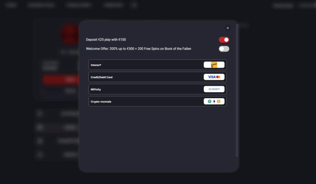 Etape 2 : Choisir l'option de paiement