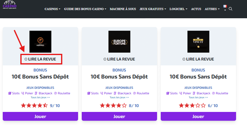 Étape 1 : lire la revue du casino