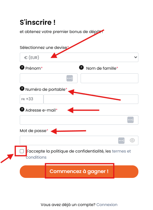 Étape 3 : formulaire d’inscription