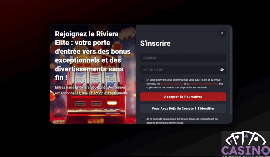 s'inscrire sur le casino riviera 
