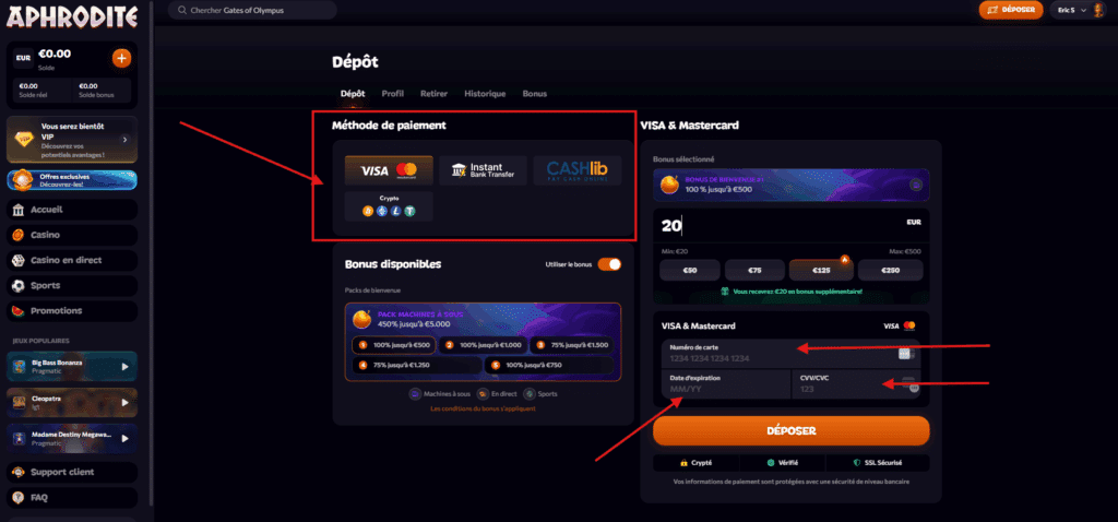 Etape 2 : Choisir une option de paiement