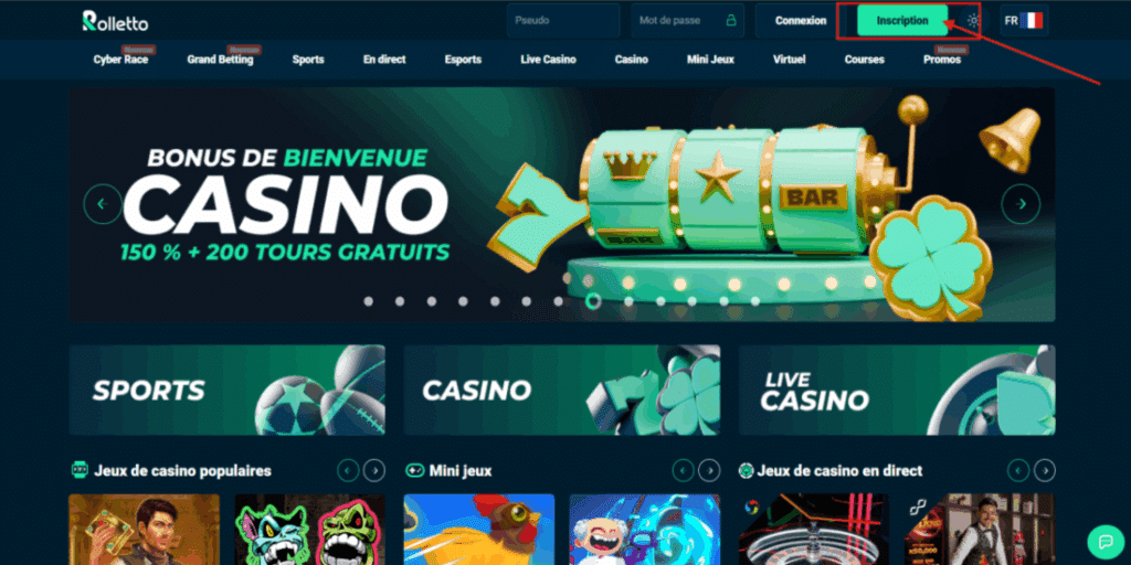 etape 1 : Cliquez sur le bouton Inscription