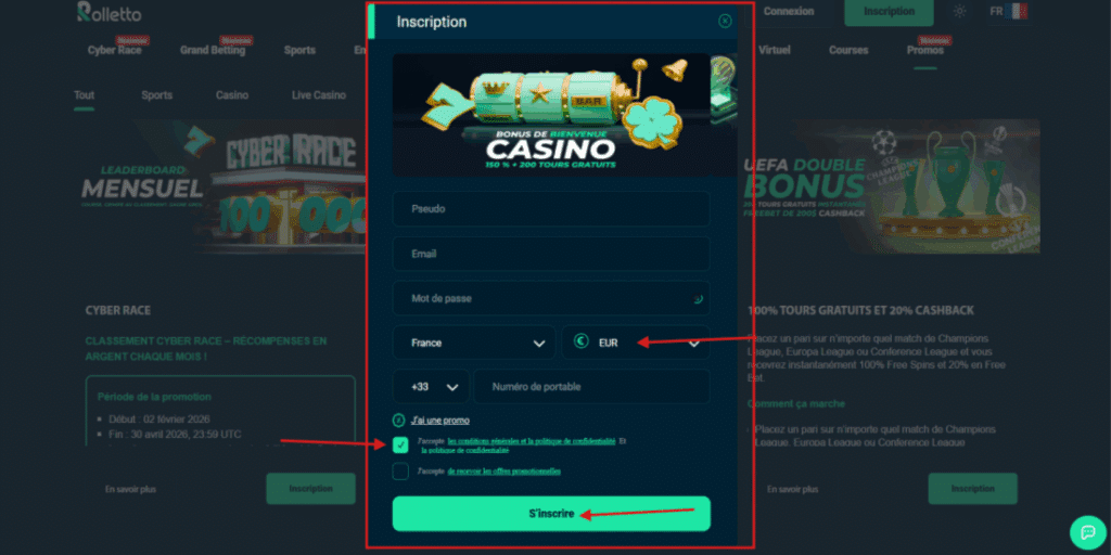 etape 2 : Remplir le formulaire inscription