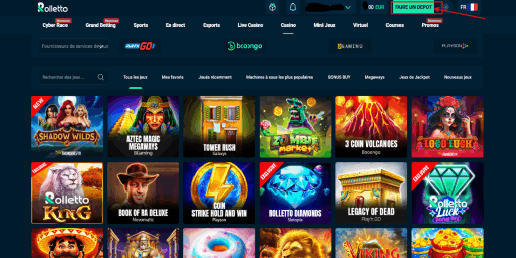 cliquer sur le bouton Faire un dépôt