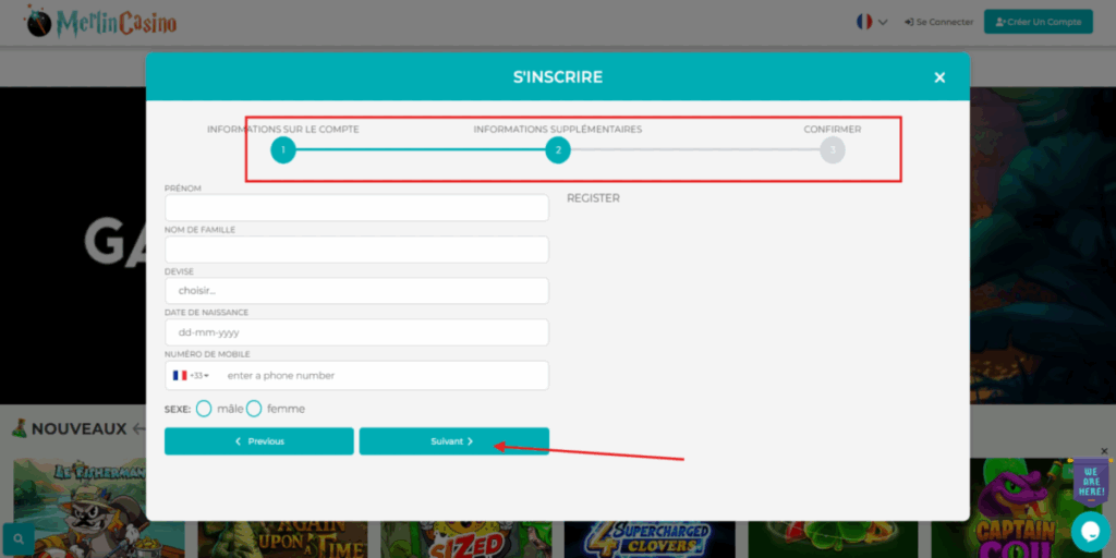 inscription merlin casino