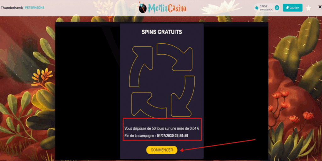 jouez avec 50 spins gratuits merlin casino