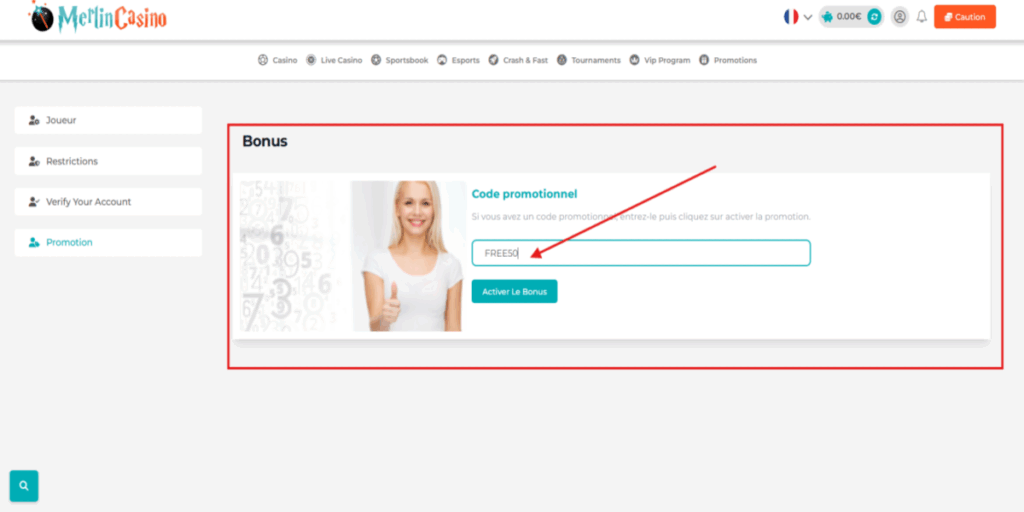 merlin casino code FREE50